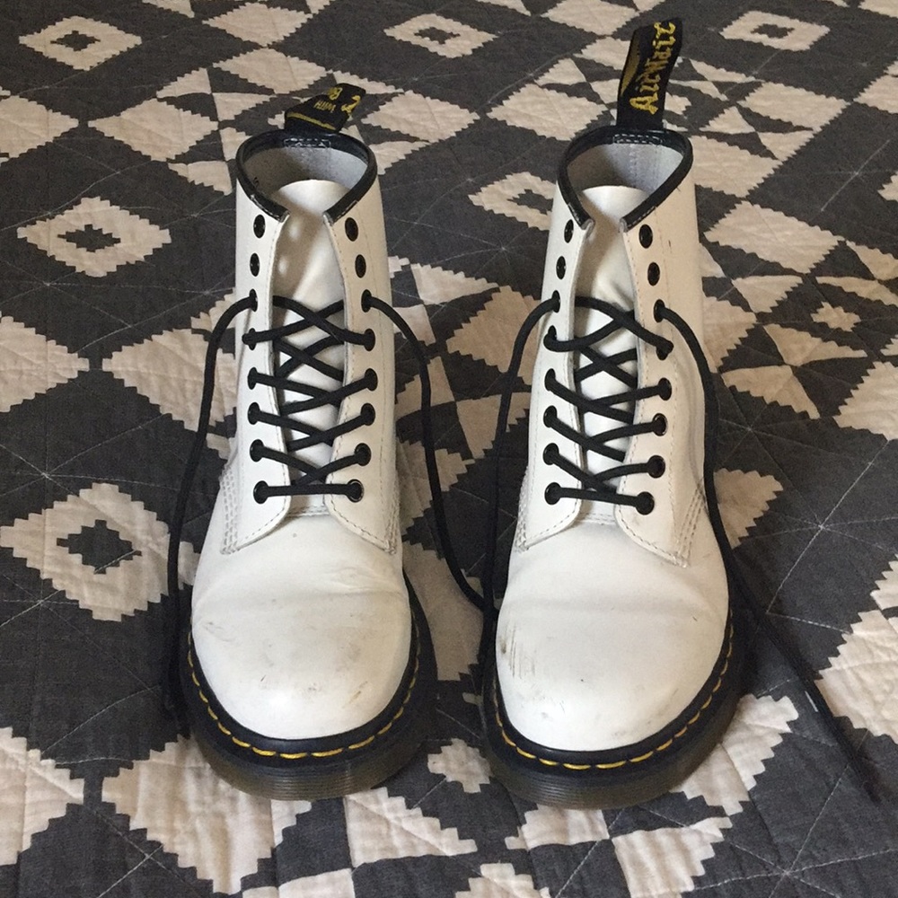 White Dr. Marten Combat boots